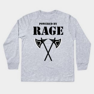 POWERED BY RAGE BARBARIAN 5E Meme RPG Class Kids Long Sleeve T-Shirt